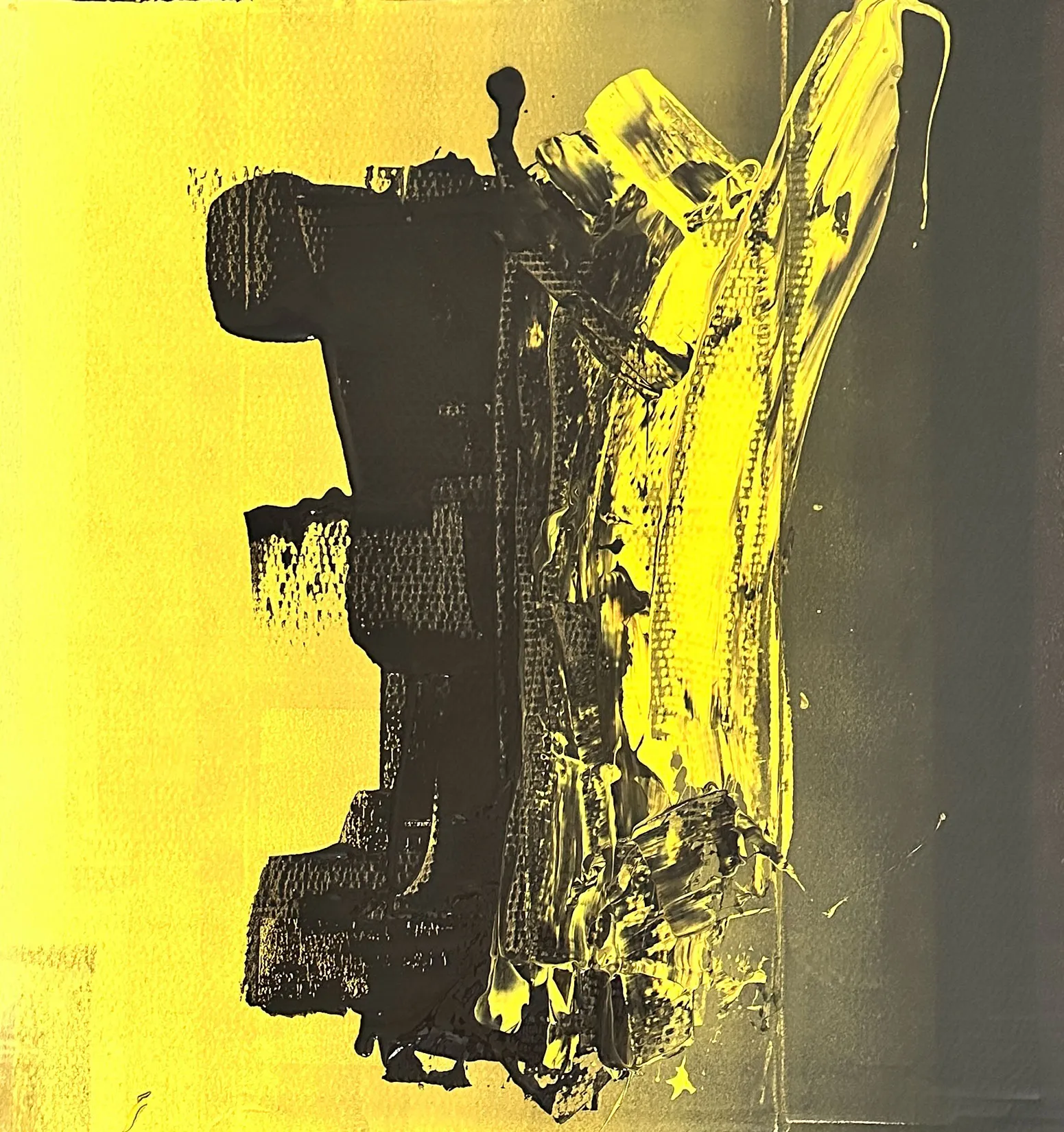 LAYERS OF MOVEMENT, 75 X 78 CM, NO. 18_1, YELLOW ACRYLIC ON CORRUGATED CARDBOARD, 2024
