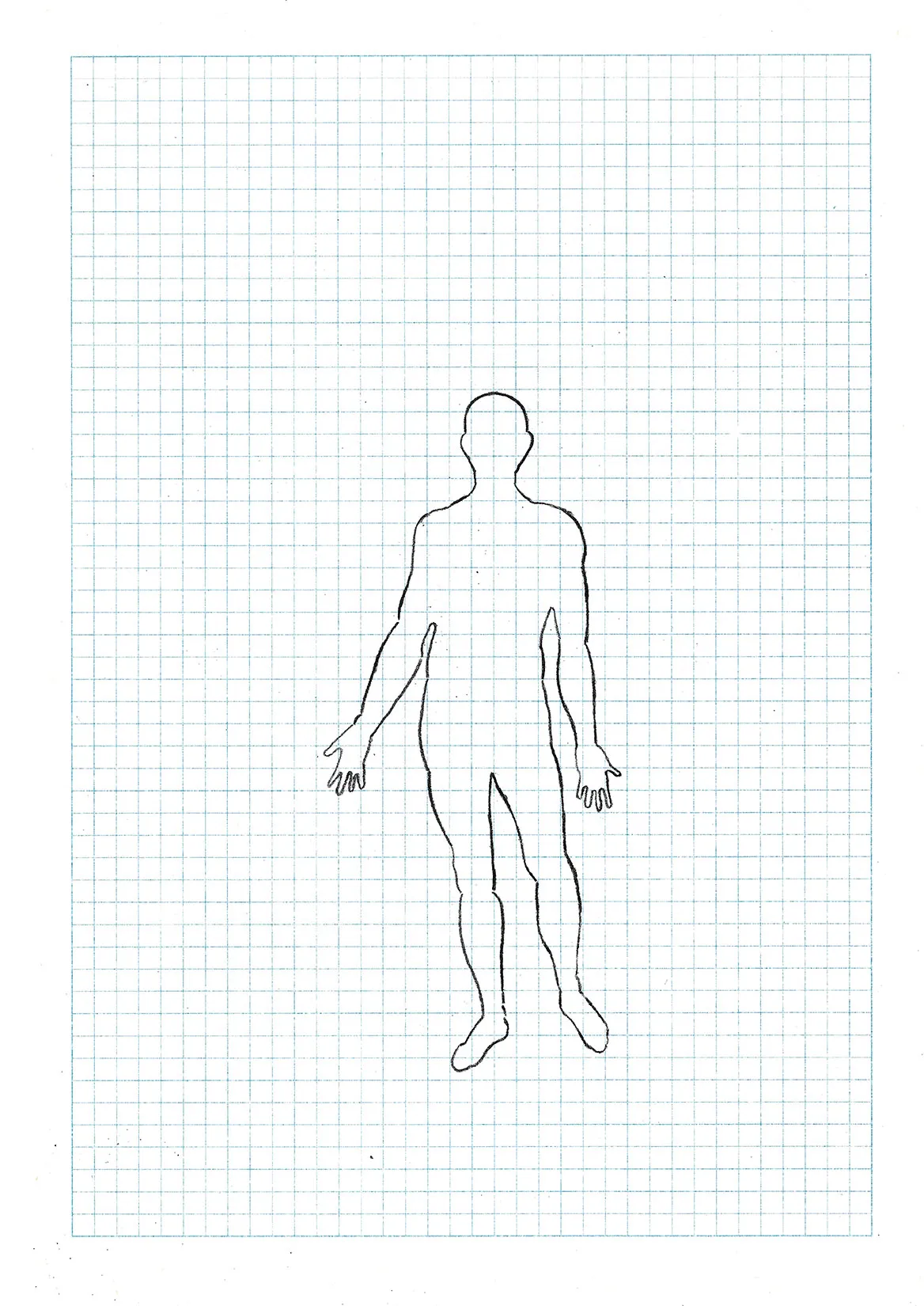 MAN ON GRID, 2022, CARAN D’ACHE LUMINANCE 6901COLOURED, PENCILS ON DEADSTOCK PAPER, 21X29.6CM