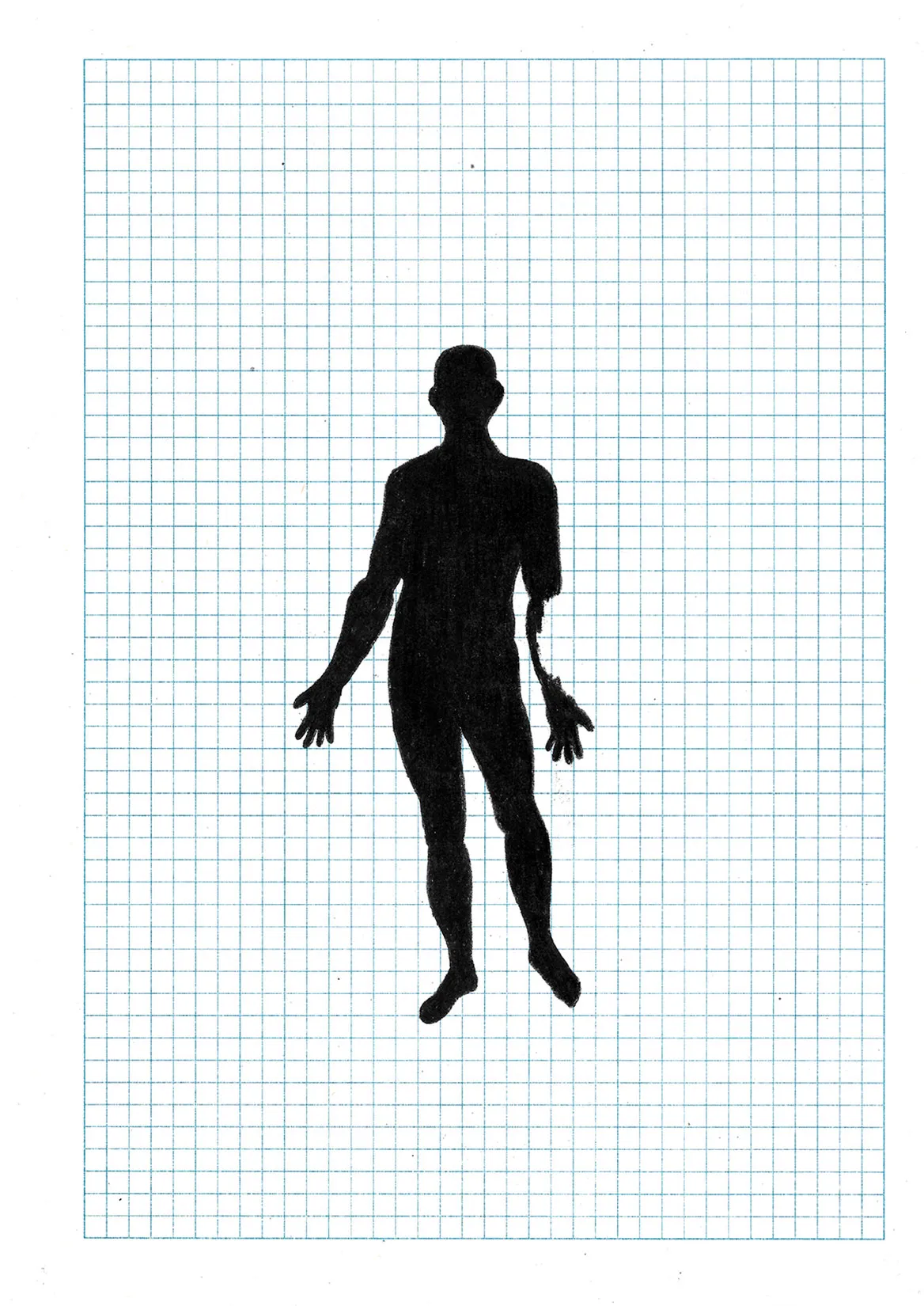 MAN ON GRID, 2023, CARAN D’ACHE LUMINANCE 6901COLOURED, PENCILS ON DEADSTOCK PAPER, 21X29.6CM